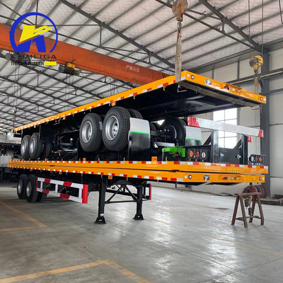 Selbstdumpfender Flachbett-Halbanhänger mit Containerverschlüssen 3 Achsen Gebraucht 20FT 40FT 60tons LKW