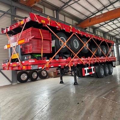4 Achsen 45ft Flachbett-Semi-Anhänger mit 12 Einheiten Reifen und Q345b Stahl Hauptbalken