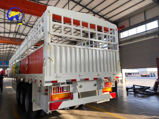Flatbed Heavy Duty 3 Achsen Zaun Ladung Semi-Anhänger mit einem Stück 1m * 0.5m * 0.5m Werkzeugbox
