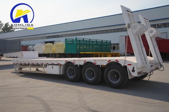 Flatbed Lowboy Semi-Trailer mit schweren 3 Achsen und mechanischem Aufhängungssystem