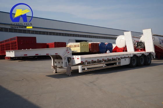 Flatbed Lowboy Semi-Trailer mit schweren 3 Achsen und mechanischem Aufhängungssystem