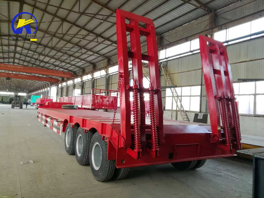 80 Tonnen Lastkapazität Dreiachs-Low-Bed Semi-Trailer mit Rampen Schwerlastfahrzeug