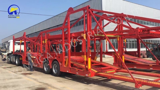 Schwerlastfahrzeug der Klasse 3 Achs-Fahrzeugträger-Transporter Semi-Lkw-Anhänger mit hydraulischem Aufzug