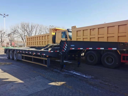 Schwerlastfahrzeug 50 t 60 t Container-Traktor Niederbettanhänger mit Materialien