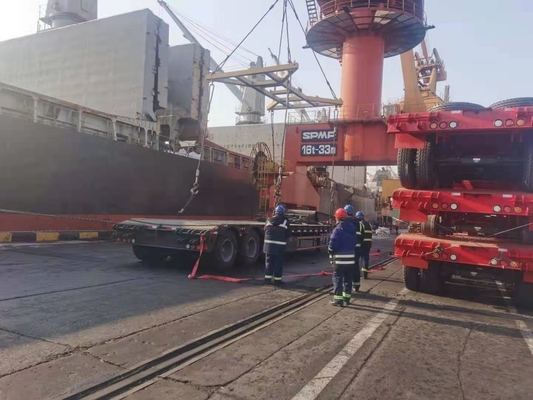Schwerlastfahrzeug 50 t 60 t Container-Traktor Niederbettanhänger mit Materialien