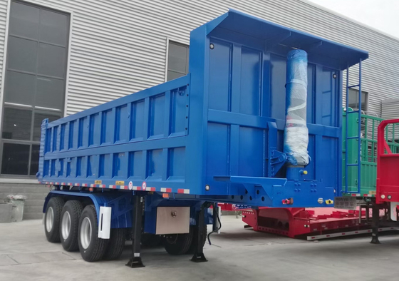 Endseite hinten 3 Achse 35 40 Kubikmeter Dump Tipper Anhänger mit Selbstdumpingfunktion