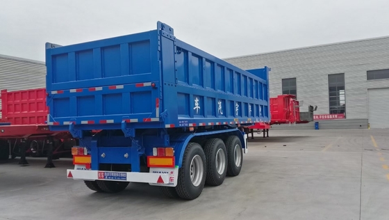 Endseite hinten 3 Achse 35 40 Kubikmeter Dump Tipper Anhänger mit Selbstdumpingfunktion