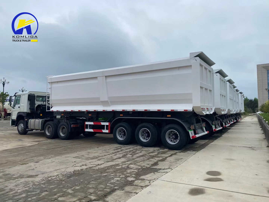 Sinotruk Weiß 3-Achsen U-Form Dump Anhänger Kipper Halbanhänger mit Wabco Bremssystem